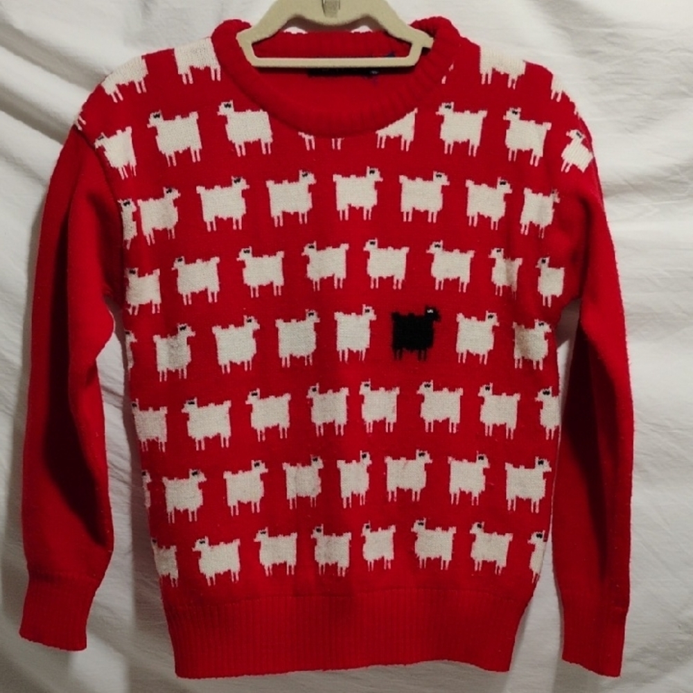 Red and White Crewneck Sweater